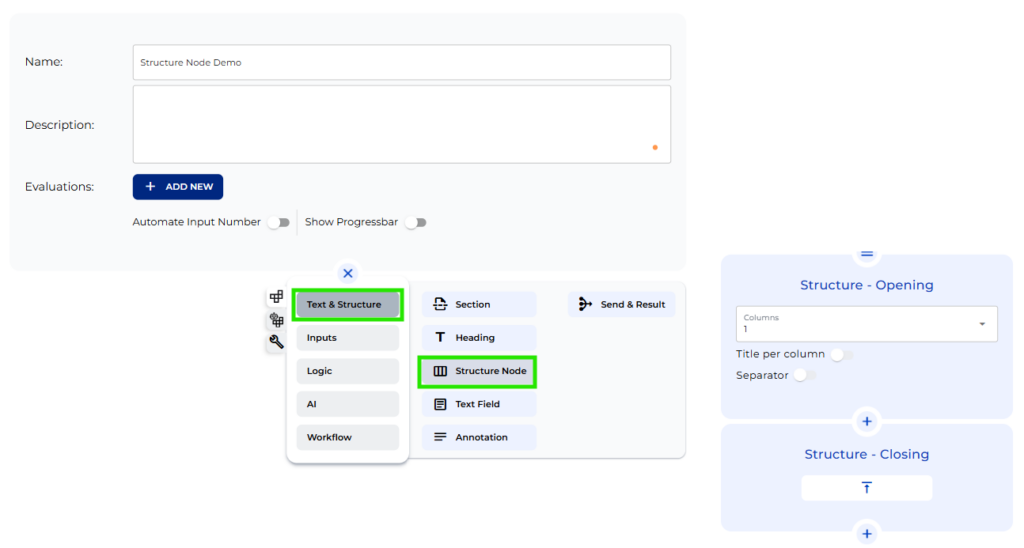 Structure Node: Build Multi-Column Legal Forms in Lexemo e!