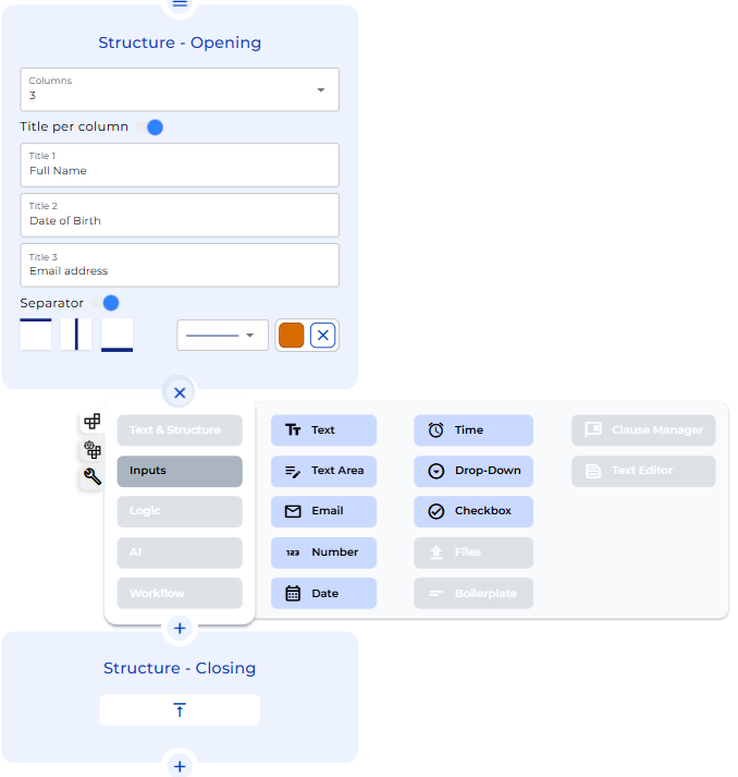 Structure Node: Build Multi-Column Legal Forms in Lexemo e!