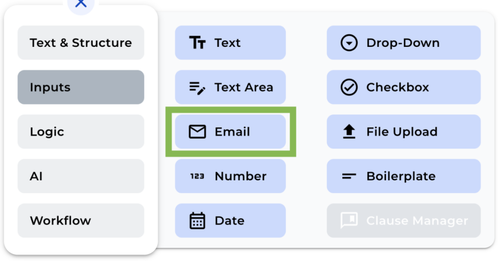 How to Add an Email Input Field to a Legal Bot in e!