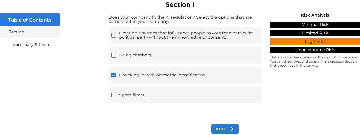 How to Display Dynamic Risk Evaluations in a Legal Bot in e!