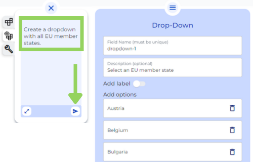 Build Dropdowns & Checkboxes Instantly with AI in e!